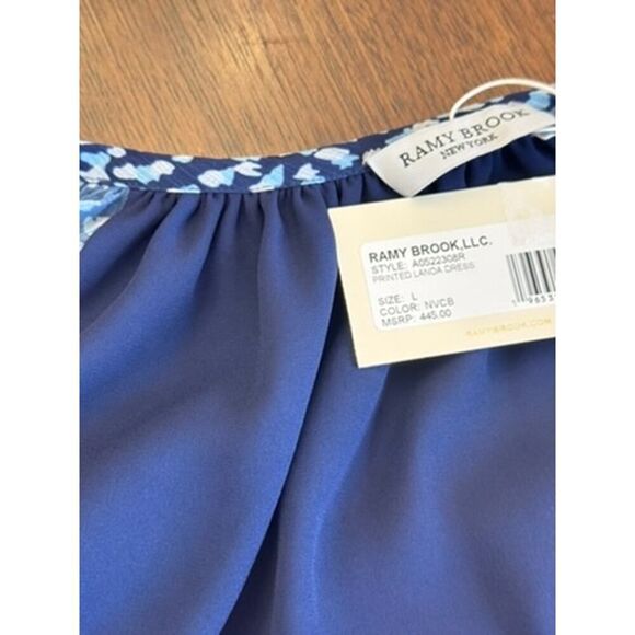 💙 RAMY BROOK Navy Blue Printed Landa Dress - Size Large - NWT $445 Retail! 💙 - Picture 9 of 14